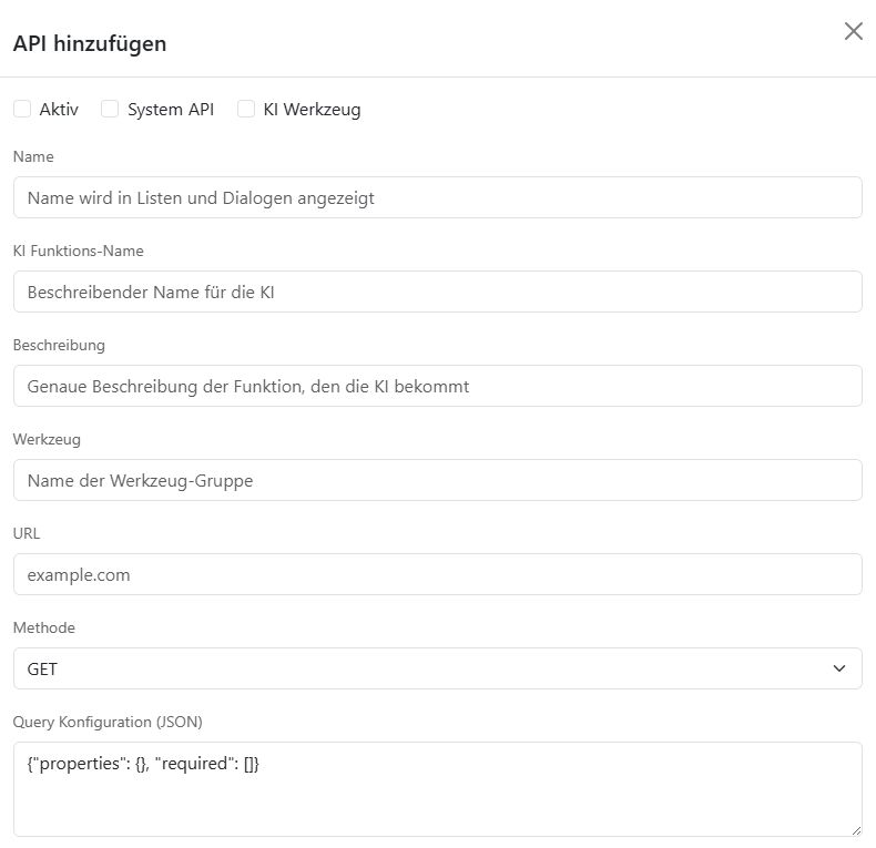 API hinzufügen Dialog