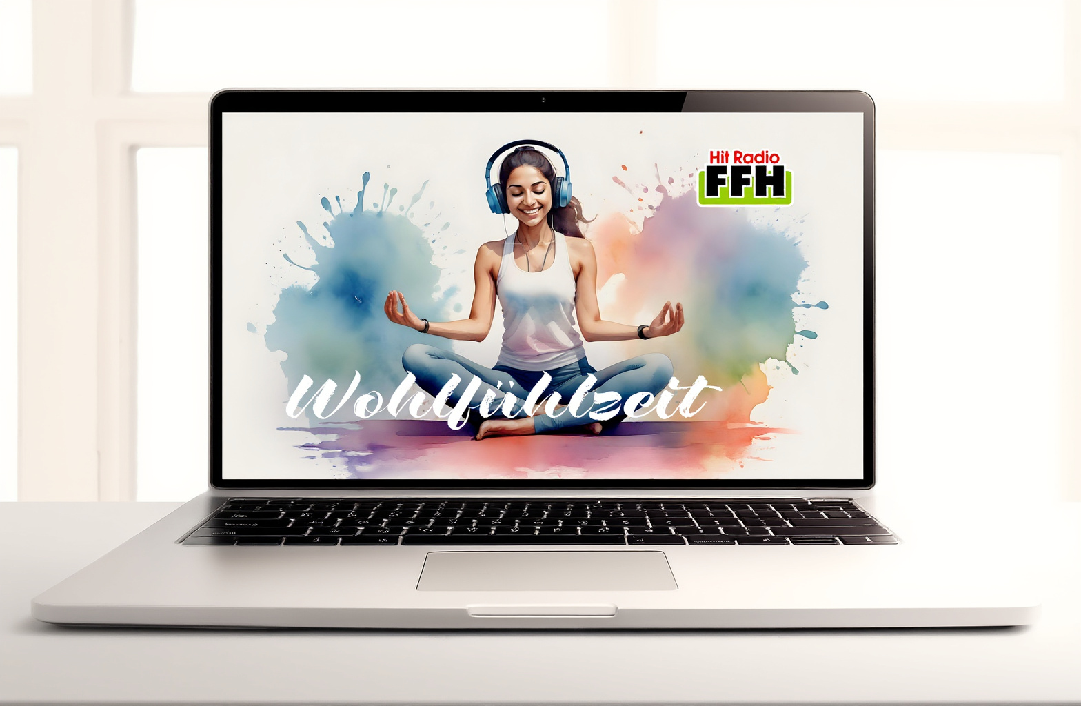 Ergebnis: Die KI hat um das Cover einen Laptop generiert